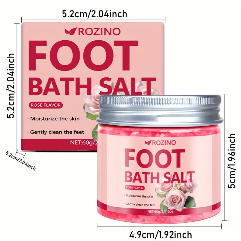 ROZINO Rose-Infused Sea Salt Foot Soak - 60g, Deep Cleansing & Moisturizing Bath Bomb for Dry, Cracked Feet - Perfect Gift for Women
