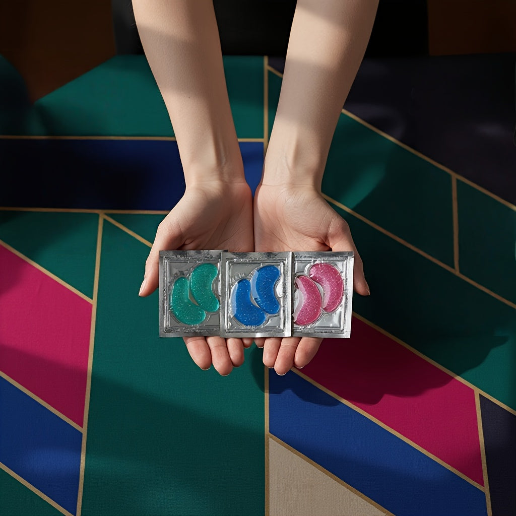 10-Pack 5-Pair Gel Eye Pads with Ice Compress, Summer Cooling Eye Protection Device, Suitable for Men and Women, Eye Comfort, Patches, Gentle Application, Breathable Material, Soft Gel, Refrigerated Eye Patches, Eye Mask, Tra