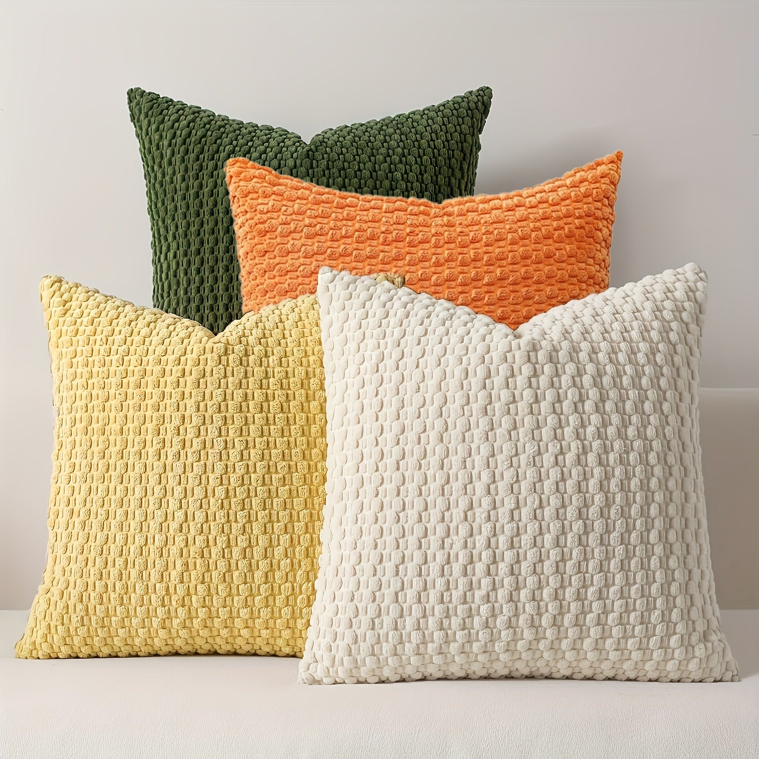 [4pcs Velvet Sofa Pillows] 4pcs Soft Velvet Modern Double-Sided Design Sofa Pillows | Durable, Machine-Washable Cushion Covers for Sofa and Bed Decoration