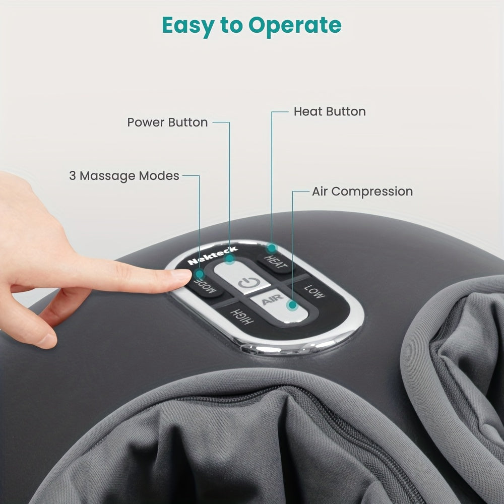 Relaxing Shiatsu Foot Massager Machine - Deep Kneading, Soothing Heat, Air Compression for Enhanced Blood Circulation and Foot Wellness - Ideal for Home or Office Use, Perfect Christmas Gift (Gray)