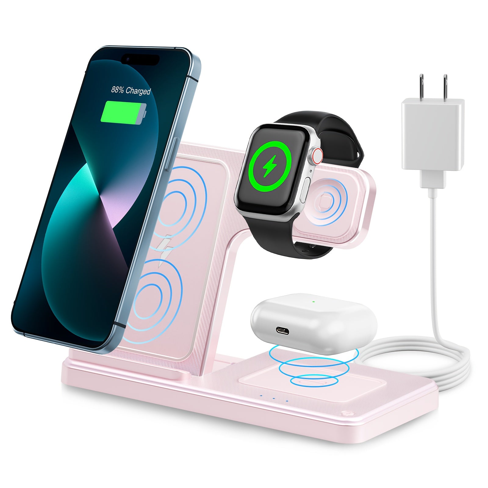 Wireless Charging Station 3 in 1 Standard 15W for Mag-Safe Fast Wireless Charger Stand, for Iphone 17 16 15 14 13 12 11 X 8 Pro Max/Pro/Mini/Plus, for Iwatch Ultra 10/9/8 7/6/5/4/3/2 SE, for Airpods 4/3/2/Pro/Pro2, Halloween/