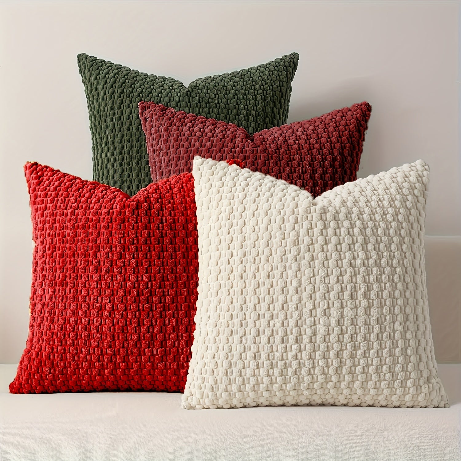 [4pcs Velvet Sofa Pillows] 4pcs Soft Velvet Modern Double-Sided Design Sofa Pillows | Durable, Machine-Washable Cushion Covers for Sofa and Bed Decoration