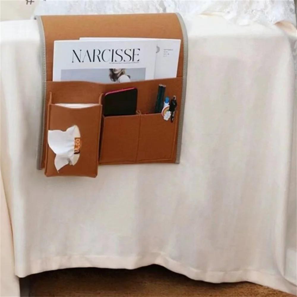 1pc Classic Style Fabric Felt Bedside Storage Bag - TV Remote Control Organizer with Multiple Pockets for Couch, Sofa, and Desk Accessories, Ideal for Easter & Mother'S Day Gifts, Remote Control Holder|Decorative Storage|Dura