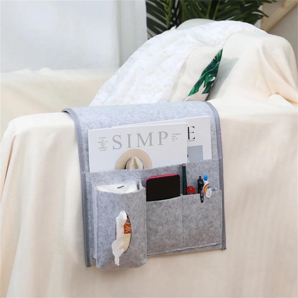 1pc Classic Style Fabric Felt Bedside Storage Bag - TV Remote Control Organizer with Multiple Pockets for Couch, Sofa, and Desk Accessories, Ideal for Easter & Mother'S Day Gifts, Remote Control Holder|Decorative Storage|Dura