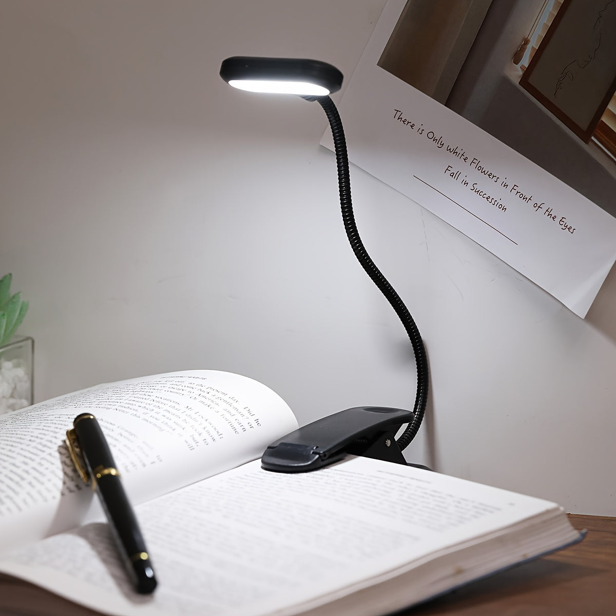 [Desk Lamp For Home & Workspace] 1pc Adjustable LED Desk Lamp with Clip | Battery-Powered, Push Button Control | Ergonomic for Reading, Bedside, Office | Modern Minimalist Lighting