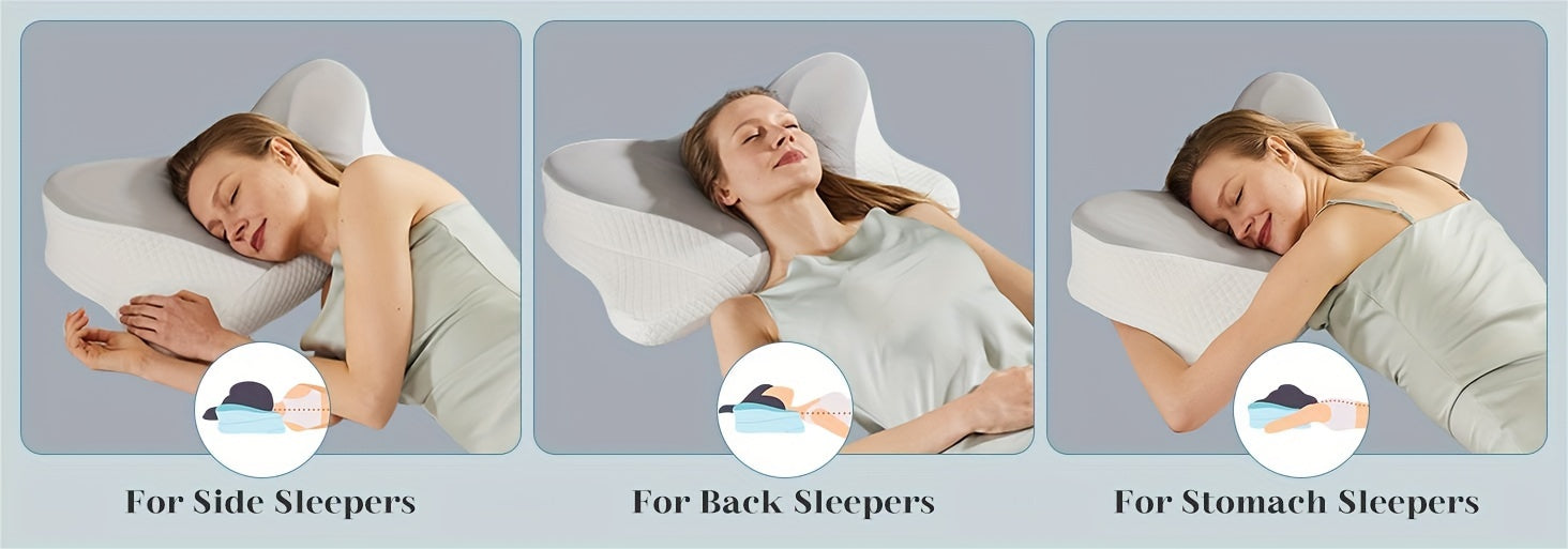 Cervical Neck Pillow, Ergonomic Contour Neck Pillows, Memory Foam Bed Pillow for Side Back Stomach Sleeper, Neck Pillow with Cooling Pillowcase