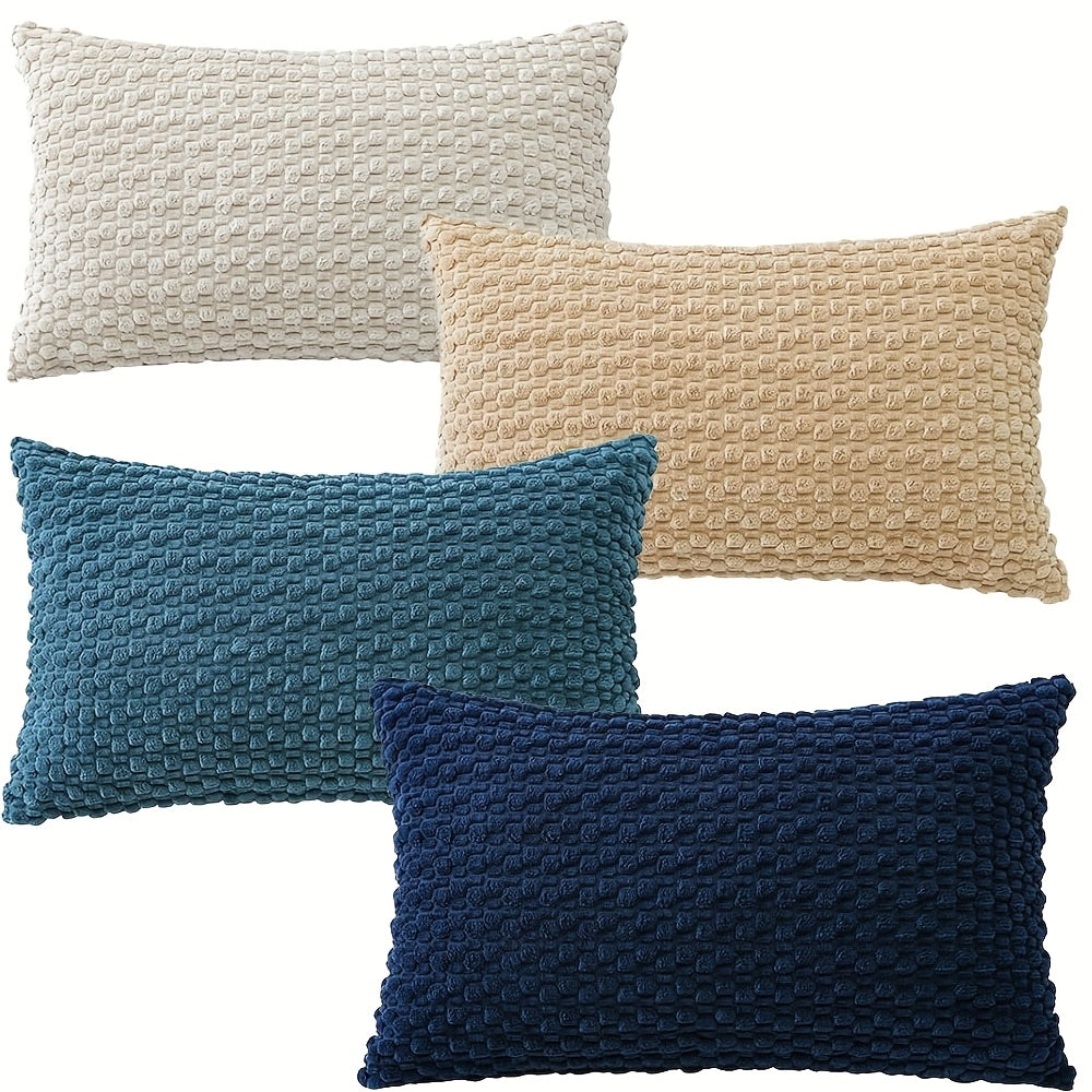[4pcs Velvet Sofa Pillows] 4pcs Soft Velvet Modern Double-Sided Design Sofa Pillows | Durable, Machine-Washable Cushion Covers for Sofa and Bed Decoration