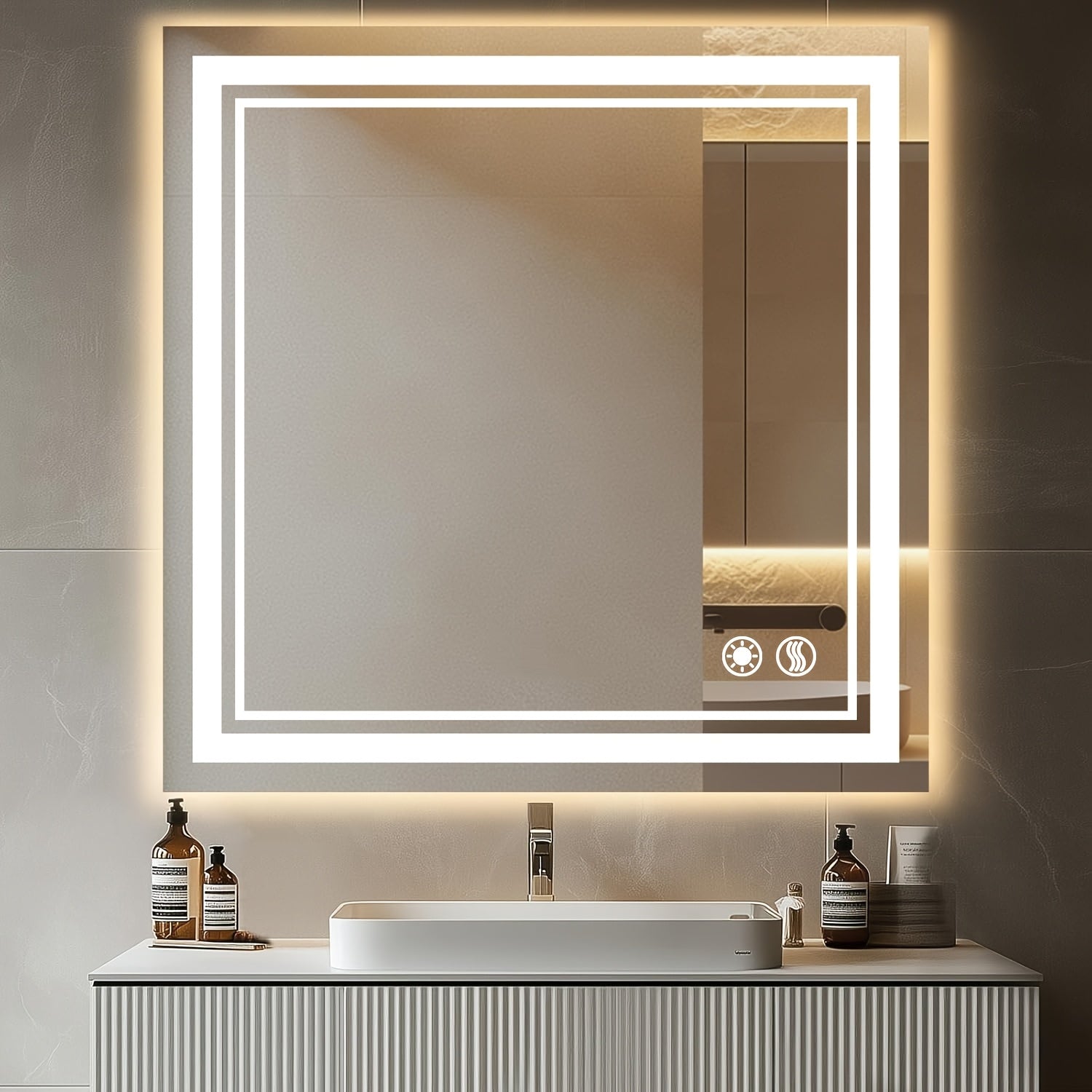24 X 32'' - 24 X 36'' LED Bathroom Mirror Anti-Fog Smart Mirror Dimmable 3 Colors Front And Backlit Lights LED Mirror For Bathroom Lighted Mirror Vanity Mirror With Lights Wall Mounted Horizontal/Vertical Adjustable Shatter-P