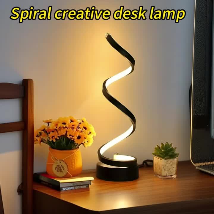 [Modern Minimalist Spiral Lamp] 2/1 Pack Modern Minimalist Spiral Table Lamp - Touch Lamp with USB C Charging Ports, 3 Way Dimmable LED Bedside Lamp for Bedroom, Living Room, Desk, Bulb Included (Black/White)