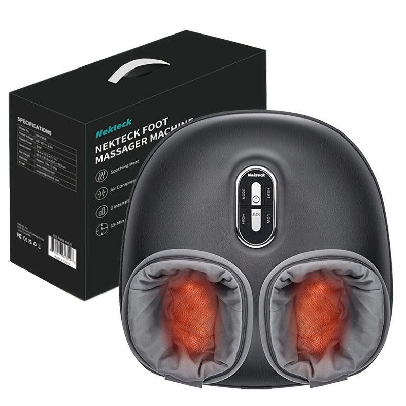 Relaxing Shiatsu Foot Massager Machine - Deep Kneading, Soothing Heat, Air Compression for Enhanced Blood Circulation and Foot Wellness - Ideal for Home or Office Use, Perfect Christmas Gift (Gray)