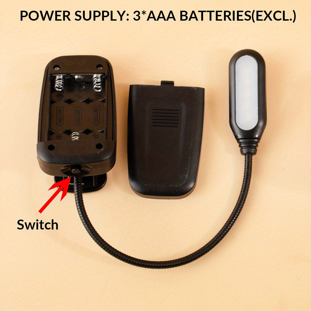 [Desk Lamp For Home & Workspace] 1pc Adjustable LED Desk Lamp with Clip | Battery-Powered, Push Button Control | Ergonomic for Reading, Bedside, Office | Modern Minimalist Lighting