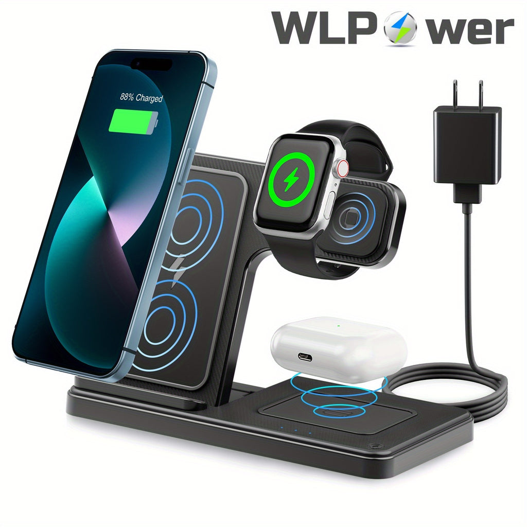 Wireless Charging Station 3 in 1 Standard 15W for Mag-Safe Fast Wireless Charger Stand, for Iphone 17 16 15 14 13 12 11 X 8 Pro Max/Pro/Mini/Plus, for Iwatch Ultra 10/9/8 7/6/5/4/3/2 SE, for Airpods 4/3/2/Pro/Pro2, Halloween/