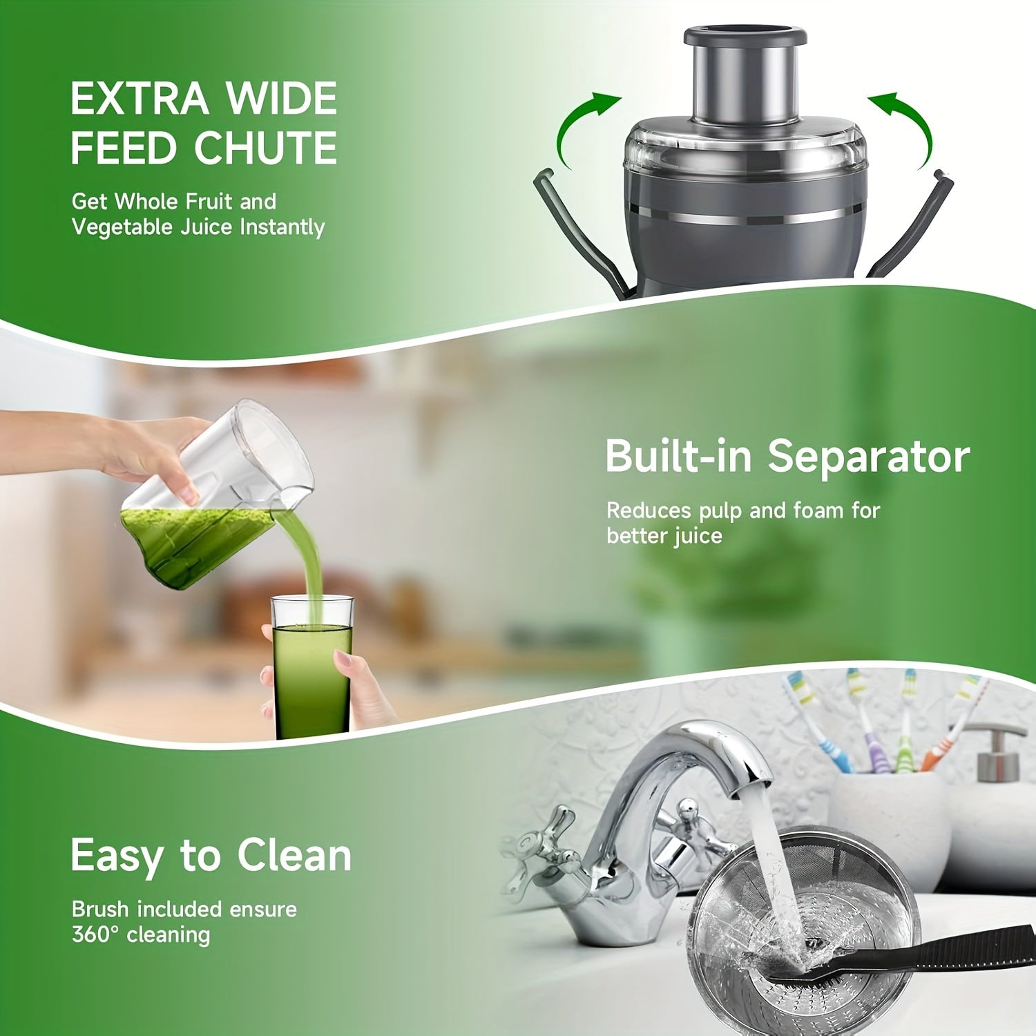 500W Powerful Centrifugal Juicer Machine - 3" Feed Chute for Whole Fruits And Vegs, Easy Cleaning, Stainless Steel, BPA-Free, Dishwasher Safe, Detachable, Dual Speeds, High Juice Yield, Perfect for Healthy Living - Ideal Holi