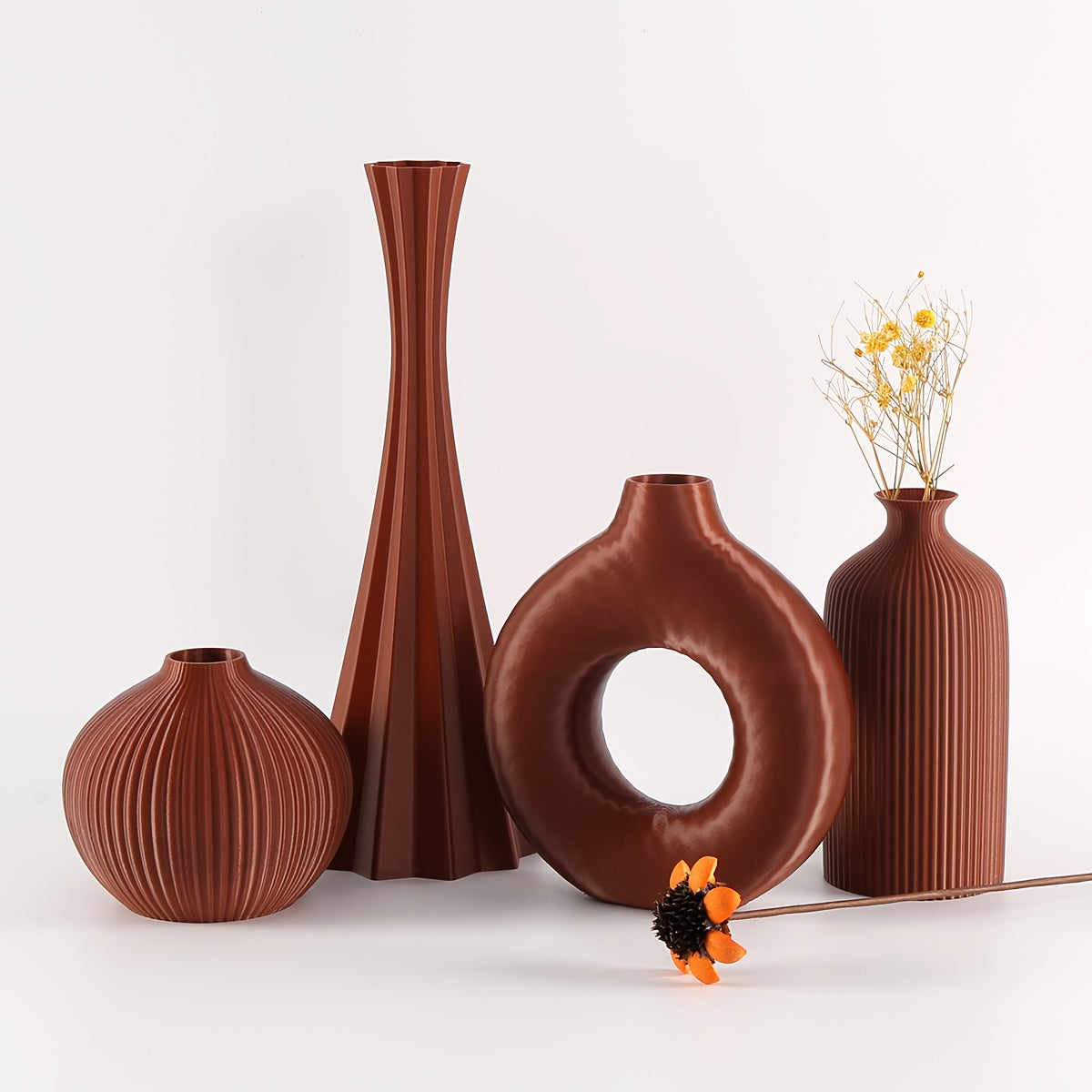 4pcs Bohemian Style Matte Vase Set • Geometric Design Minimalist Home Decor • Plastic Material Cylinder Shape • No Electricity or Battery Needed • Home Decor Vases | Bohemian Style Vases | Plastic Vases, Vases Home De