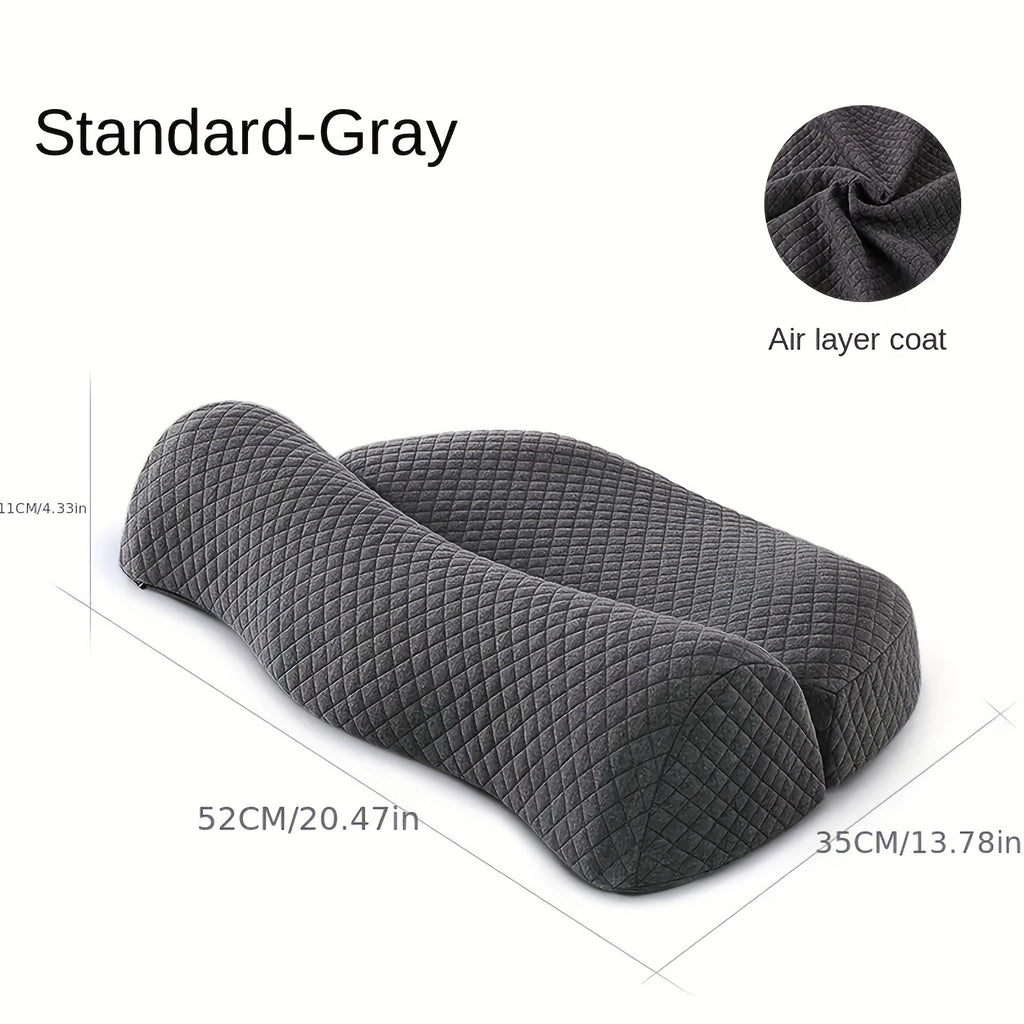 [Ergonomic Neck Pillow] Adjustable Ergonomic Neck Pillow | Contemporary Style, Cervical Support for Shoulder & Cervical All-Season, Multipurpose, Sewn Seam Closure, 100% Filling, Woven, Dry Clean Only - Grey