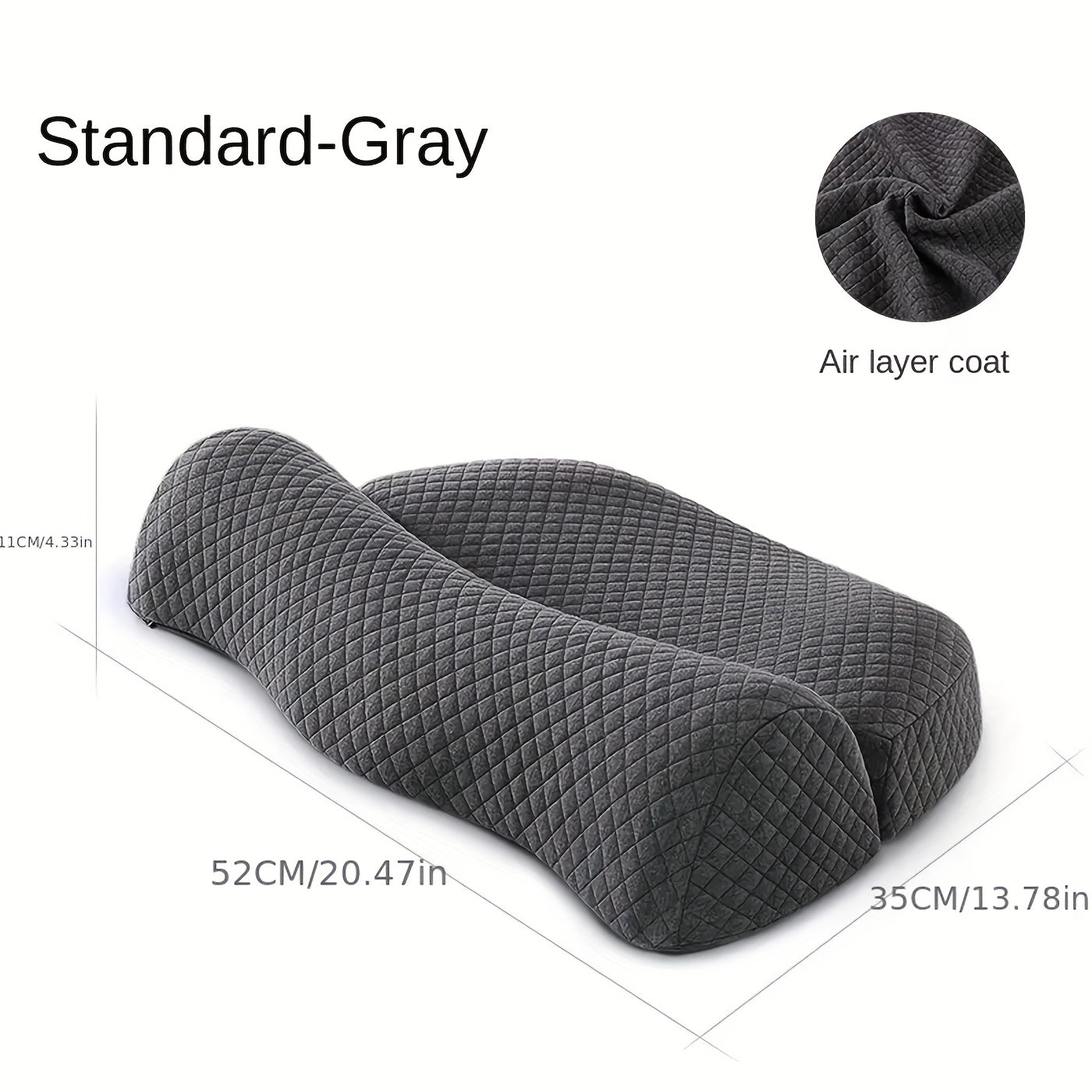 [Ergonomic Neck Pillow] Adjustable Ergonomic Neck Pillow | Contemporary Style, Cervical Support for Shoulder & Cervical All-Season, Multipurpose, Sewn Seam Closure, 100% Filling, Woven, Dry Clean Only - Grey