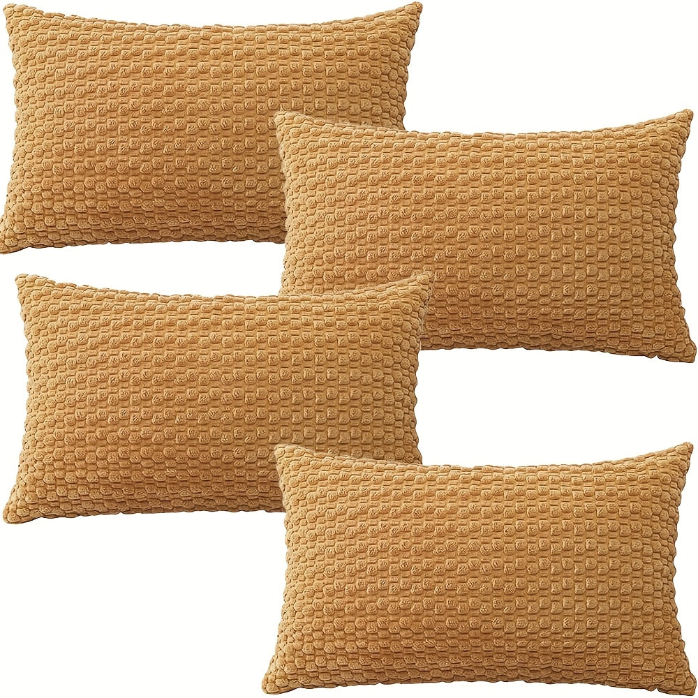 [4pcs Velvet Sofa Pillows] 4pcs Soft Velvet Modern Double-Sided Design Sofa Pillows | Durable, Machine-Washable Cushion Covers for Sofa and Bed Decoration