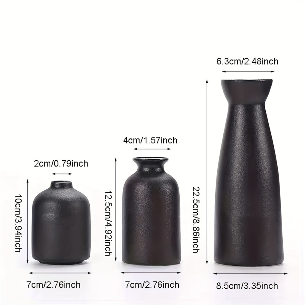 [Mother's Day, Bohemian Ceramic Vase] 3pcs Neutral Matte Ceramic Vase Set - Cylinder Shape for Elegant Home & Living Room Decor - Ideal Mother's Day Gift