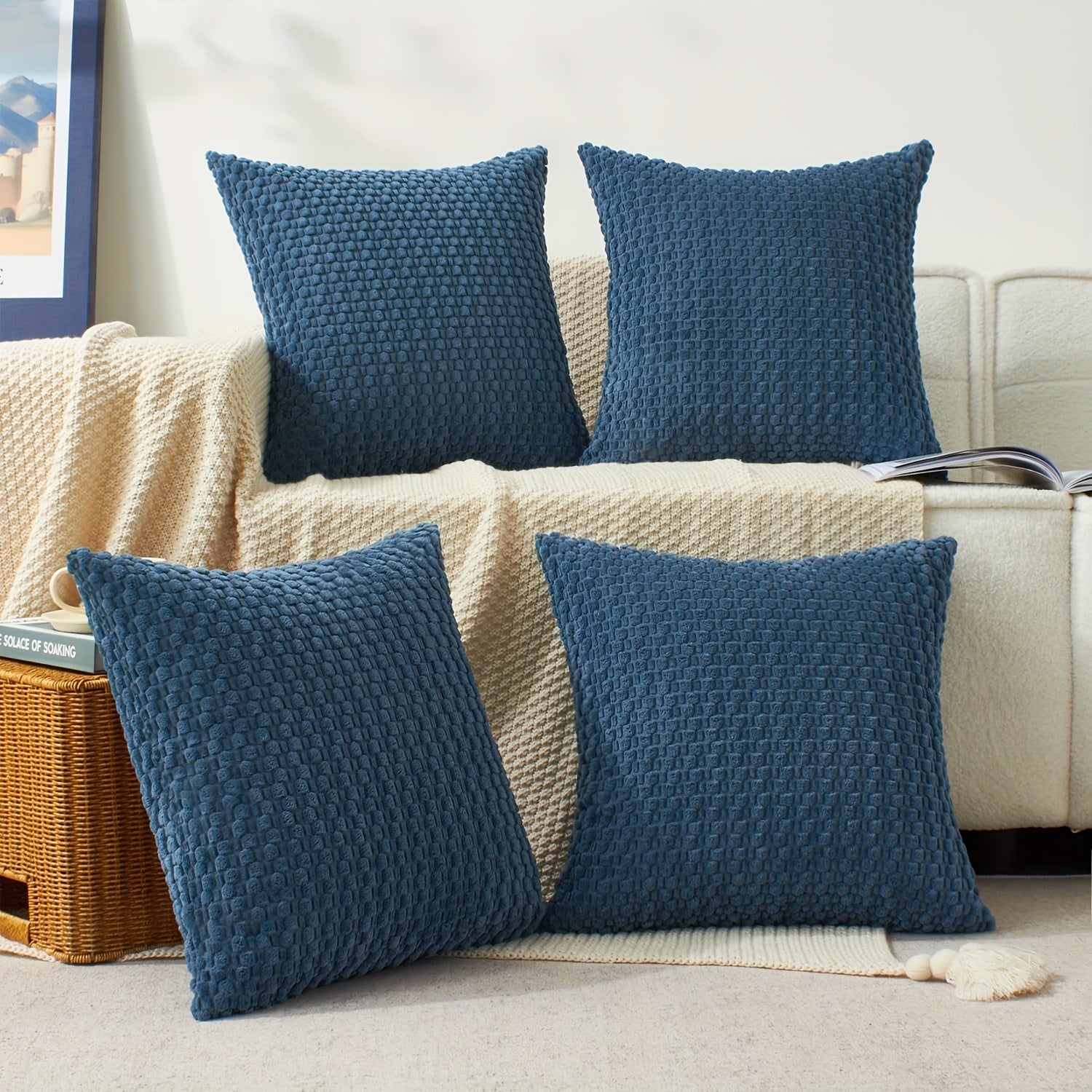 [4pcs Velvet Sofa Pillows] 4pcs Soft Velvet Modern Double-Sided Design Sofa Pillows | Durable, Machine-Washable Cushion Covers for Sofa and Bed Decoration