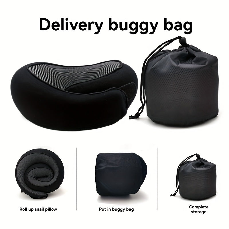 1pc Portable Memory Foam Travel Pillow with Removable Breathable Cover - Neck & Back for Airplane, Car, Office & Home - Lightweight, Machine Washable, -Grade