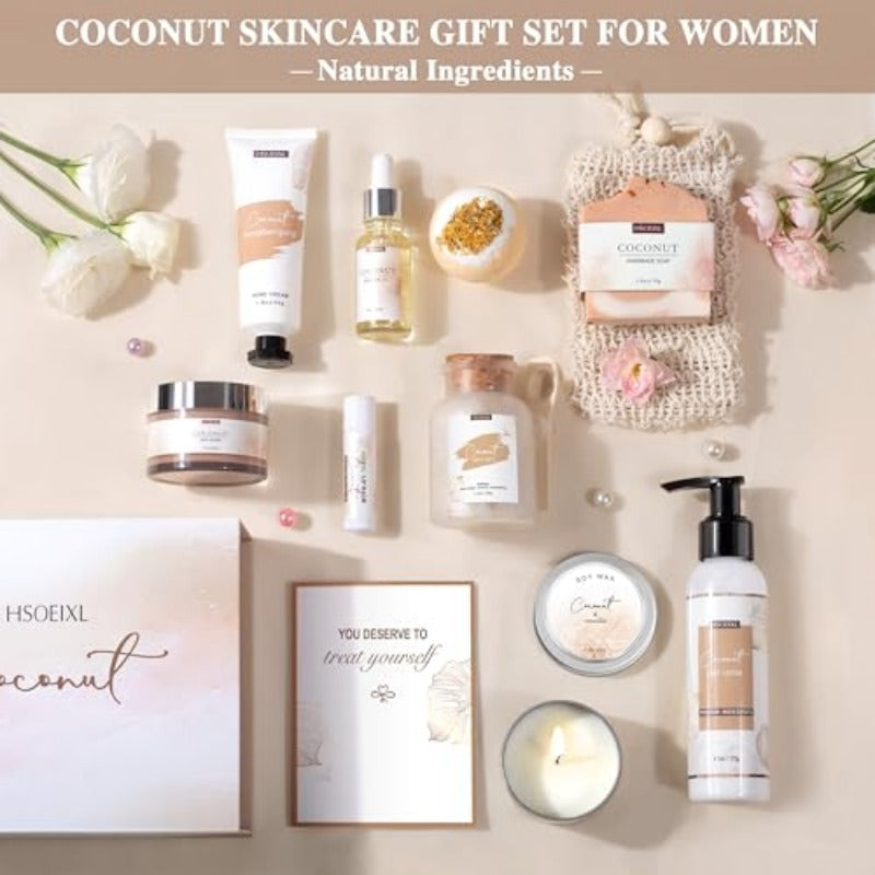 Gifts for Women Bath and Body Gift Basket Set for Women 12 Piece Set of Coconut Home Spa Set for Self Care Mothers Day xing Bath Sets Birthday Christmas Gifts for Mom Sister Her Wife