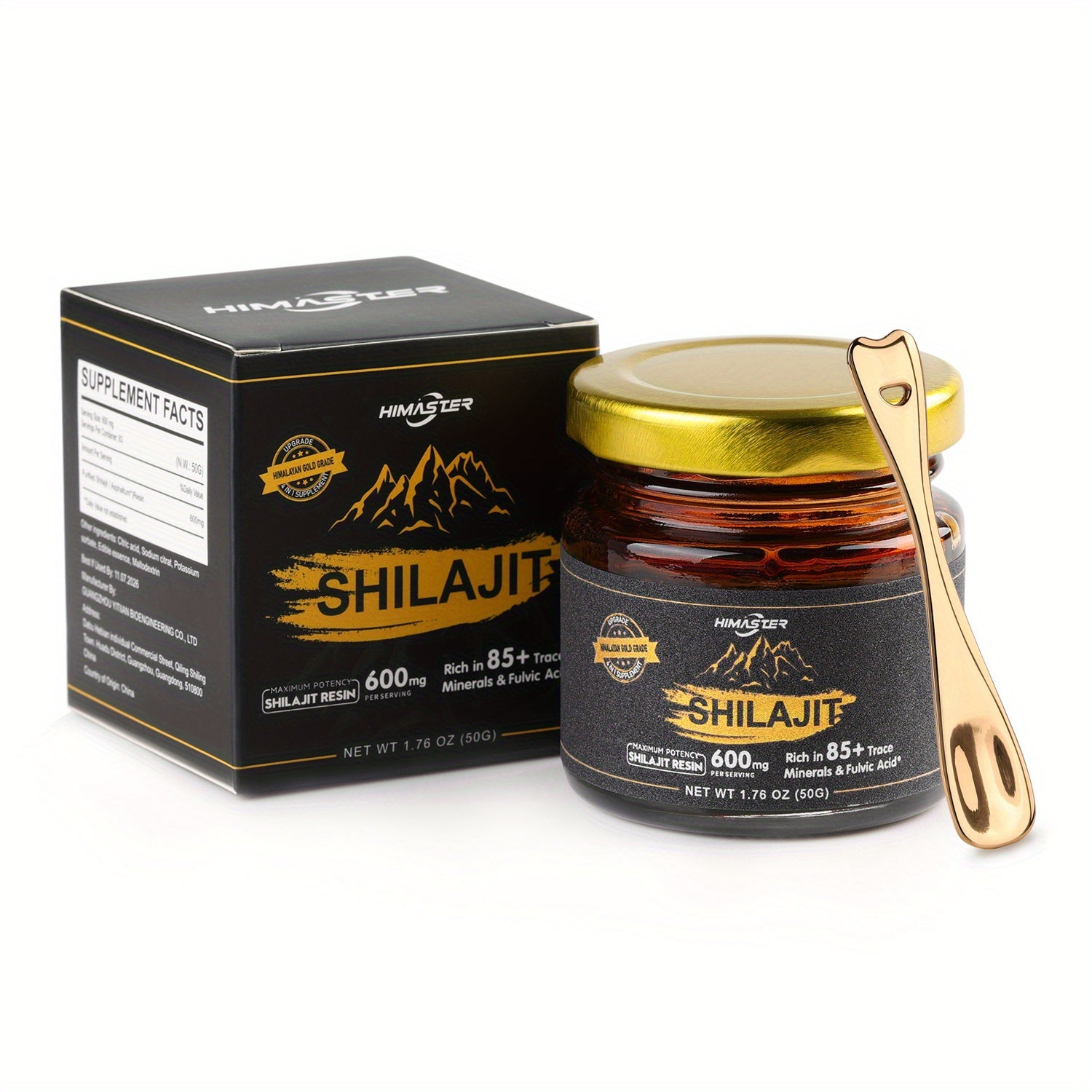 Shilajit Pure Himalayan Golden Shilajit Resin- Sweet Shilajit Resin With 85+ Trace Minerals& Fulvic Acid For Energy, Comes With A Spoon