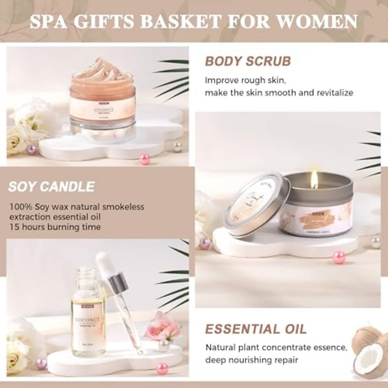 Gifts for Women Bath and Body Gift Basket Set for Women 12 Piece Set of Coconut Home Spa Set for Self Care Mothers Day xing Bath Sets Birthday Christmas Gifts for Mom Sister Her Wife
