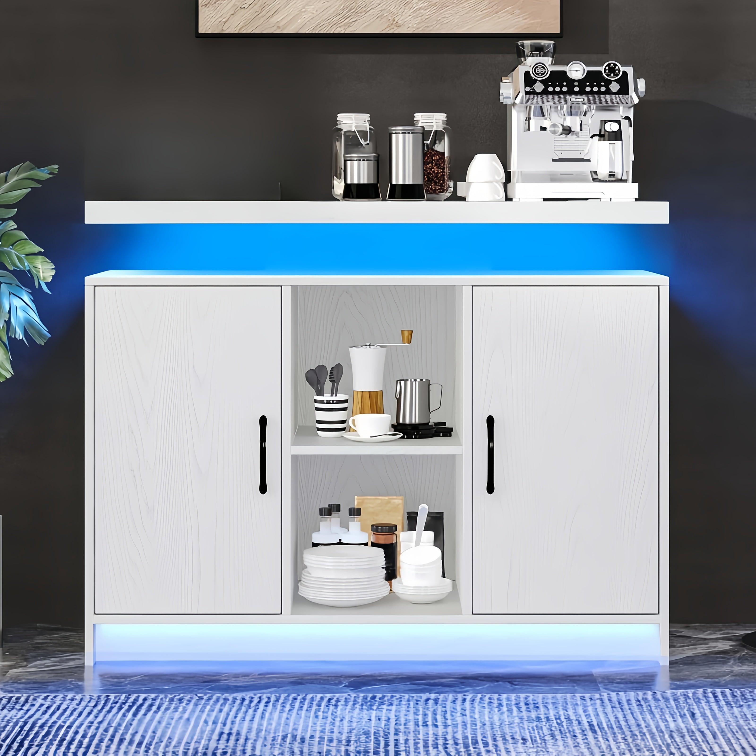 Modern Black Nightstand with Charging Station & LED Lights - USB-Powered Bedside Table, Space-Saving Storage with Drawers, Compact Design for Small Spaces - Ideal for Bedroom or Living Room Decor