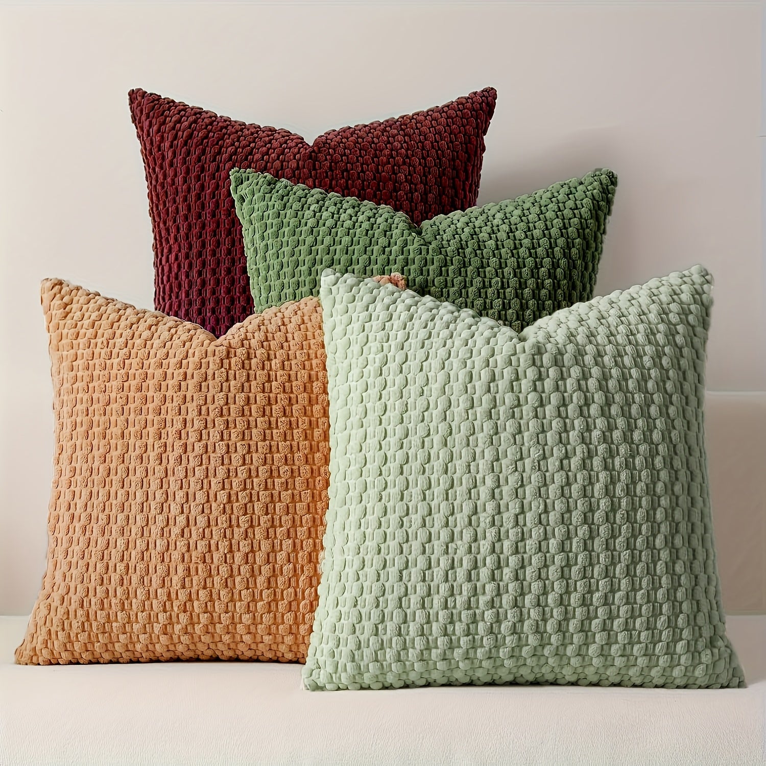[4pcs Velvet Sofa Pillows] 4pcs Soft Velvet Modern Double-Sided Design Sofa Pillows | Durable, Machine-Washable Cushion Covers for Sofa and Bed Decoration