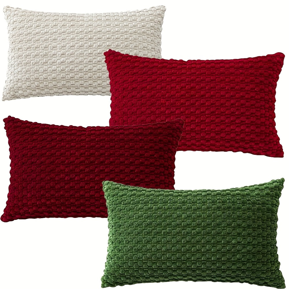 [4pcs Velvet Sofa Pillows] 4pcs Soft Velvet Modern Double-Sided Design Sofa Pillows | Durable, Machine-Washable Cushion Covers for Sofa and Bed Decoration