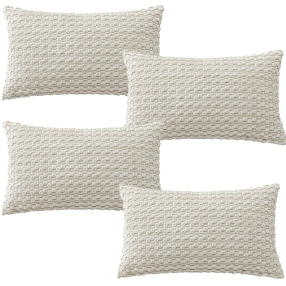 [4pcs Velvet Sofa Pillows] 4pcs Soft Velvet Modern Double-Sided Design Sofa Pillows | Durable, Machine-Washable Cushion Covers for Sofa and Bed Decoration