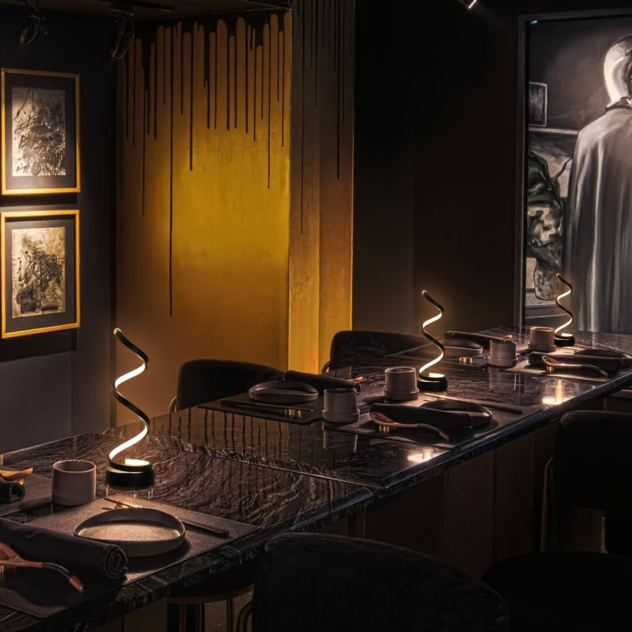 [Modern Minimalist Spiral Lamp] 2/1 Pack Modern Minimalist Spiral Table Lamp - Touch Lamp with USB C Charging Ports, 3 Way Dimmable LED Bedside Lamp for Bedroom, Living Room, Desk, Bulb Included (Black/White)