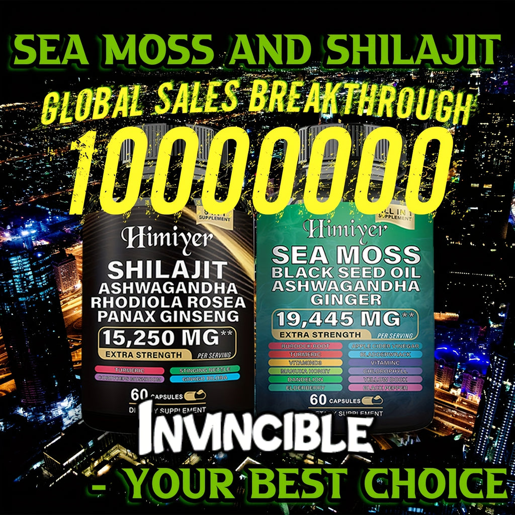 [Energy Pack] 19445Mg+15250Mg Sports Health Energy Pack | Shilajit And Seamoss Ginger South African Drunken Eggplant Capsule, Sea Moss 7000Mg, Black Seed Oil 4000Mg, Ashwagandha 2000Mg, Ginger And Shilajit 9000Mg, Rhodiola Ro