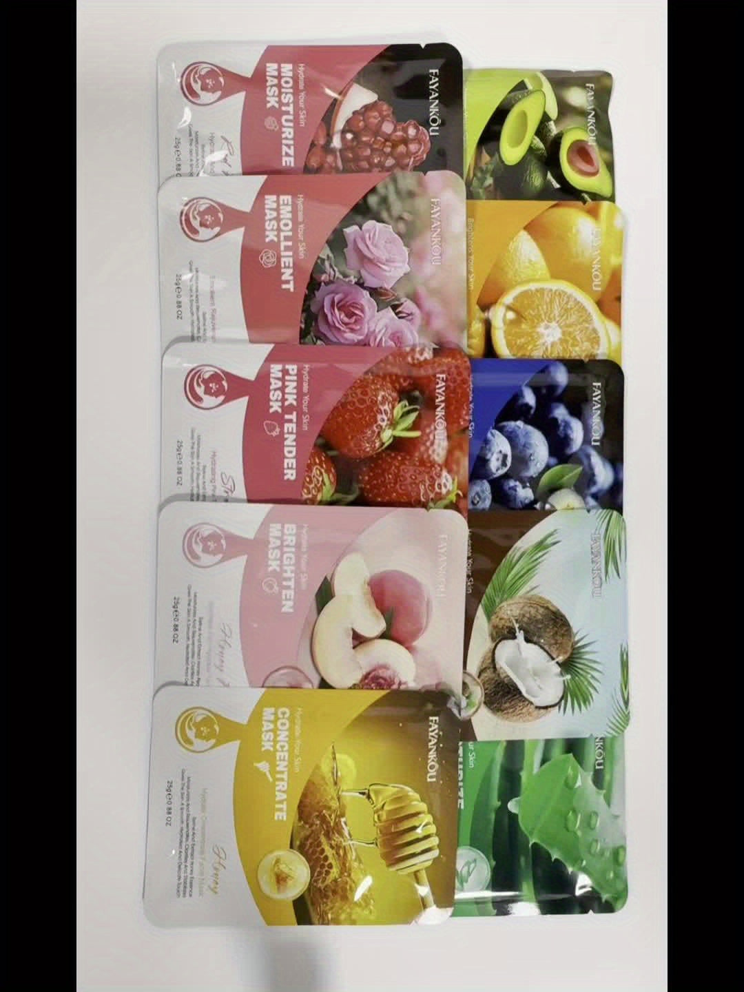 [10pcs Honey Facial Masks] 10pcs Honey Fruit Moisturizing Facial Masks | Rich in Fruit Essence and Glycerin, Deep Hydration, Nourish Skin | Exquisitely Packaged, a Great Gift for Family and Friends