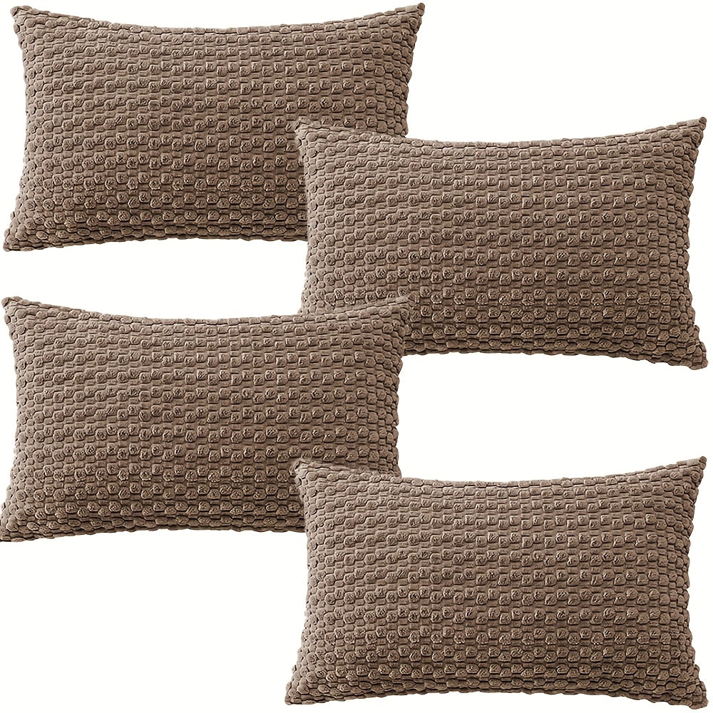 [4pcs Velvet Sofa Pillows] 4pcs Soft Velvet Modern Double-Sided Design Sofa Pillows | Durable, Machine-Washable Cushion Covers for Sofa and Bed Decoration