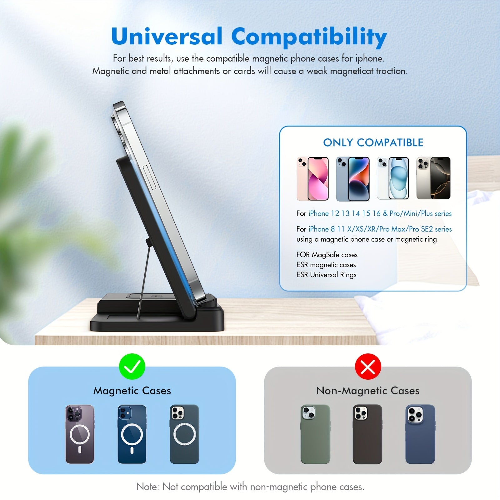 Wireless Charging Station 3 in 1 Standard 15W for Mag-Safe Fast Wireless Charger Stand, for Iphone 17 16 15 14 13 12 11 X 8 Pro Max/Pro/Mini/Plus, for Iwatch Ultra 10/9/8 7/6/5/4/3/2 SE, for Airpods 4/3/2/Pro/Pro2, Halloween/