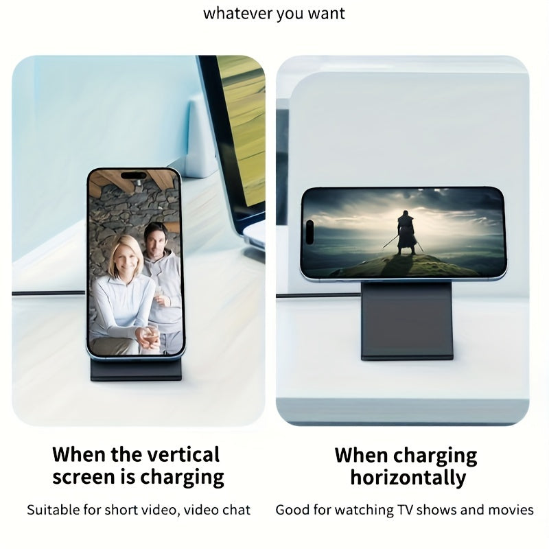 [Apple Wireless Charger] Apple Wireless Charger for iPhone 12/13/14/15/16/17 Pro Max, 15W Fast Charging Magnetic Desk Stand, Apple AirPods Charging Station, Vertical Wireless Phone Dock