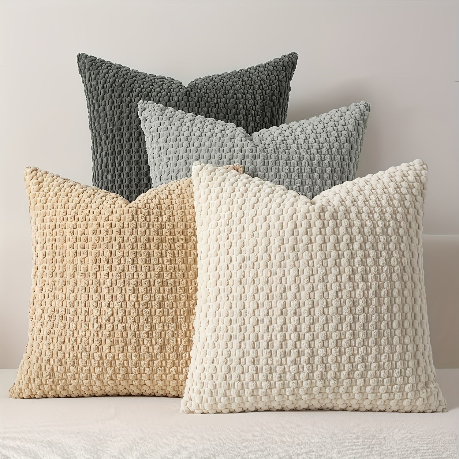 [4pcs Velvet Sofa Pillows] 4pcs Soft Velvet Modern Double-Sided Design Sofa Pillows | Durable, Machine-Washable Cushion Covers for Sofa and Bed Decoration