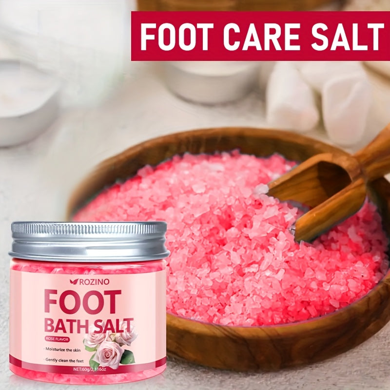 ROZINO Rose-Infused Sea Salt Foot Soak - 60g, Deep Cleansing & Moisturizing Bath Bomb for Dry, Cracked Feet - Perfect Gift for Women