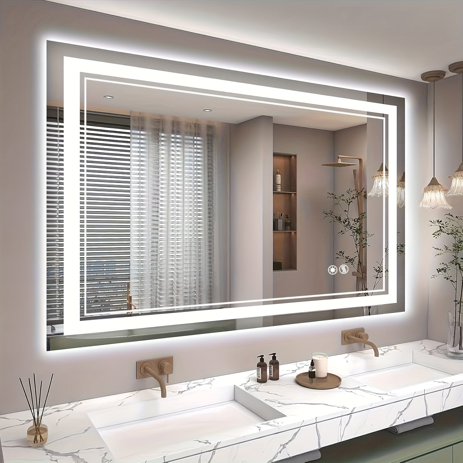 24 X 32'' - 24 X 36'' LED Bathroom Mirror Anti-Fog Smart Mirror Dimmable 3 Colors Front And Backlit Lights LED Mirror For Bathroom Lighted Mirror Vanity Mirror With Lights Wall Mounted Horizontal/Vertical Adjustable Shatter-P