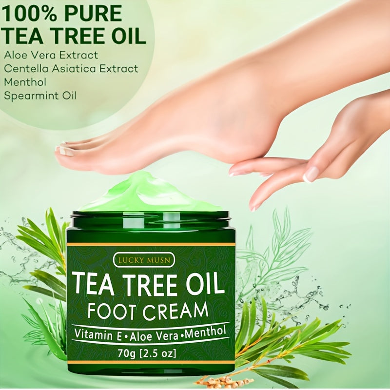 LUCK MUSN Tea Tree Oil Foot Cream - 2oz with Aloe Vera, Hyaluronic Acid & Honey, Suitable for  Beige, Suitable for All Beige Types