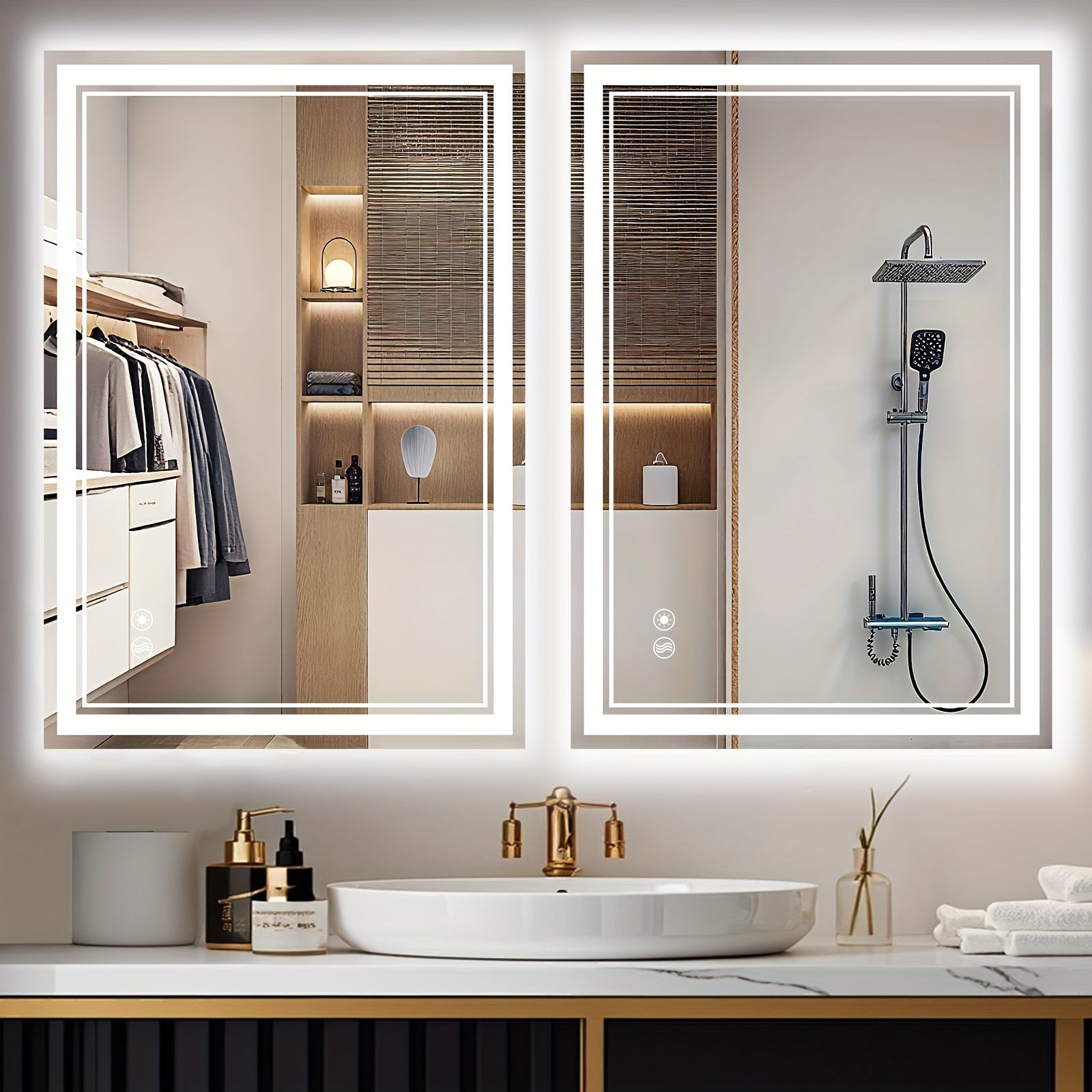 24 X 32'' - 24 X 36'' LED Bathroom Mirror Anti-Fog Smart Mirror Dimmable 3 Colors Front And Backlit Lights LED Mirror For Bathroom Lighted Mirror Vanity Mirror With Lights Wall Mounted Horizontal/Vertical Adjustable Shatter-P