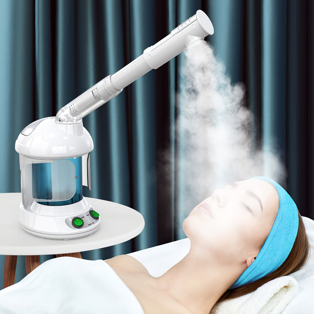 Facial Steamer, Fulog Nano Ionic Face Steamer For Facial Deep Cleaning Home Facial Spa, Portable Facial Steamer With 360° Rotatable Arm And Steel Skin Kits, Personal Care Use At Home Or Salon