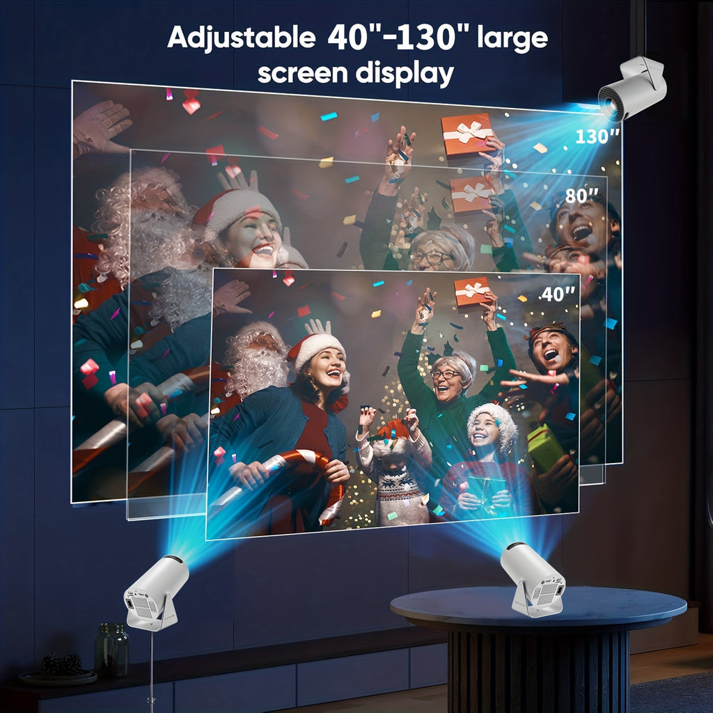 1x HY300 Pro Mini Portable Projector with Android 11.0 OS, 4K/1080P Smart Projector, Built-in Speakers, 180° Screen Rotation, Compatible with Netflix/YouTube/Hulu, Plug & Play Home Theater Projector for PC/Laptop-Free Movies