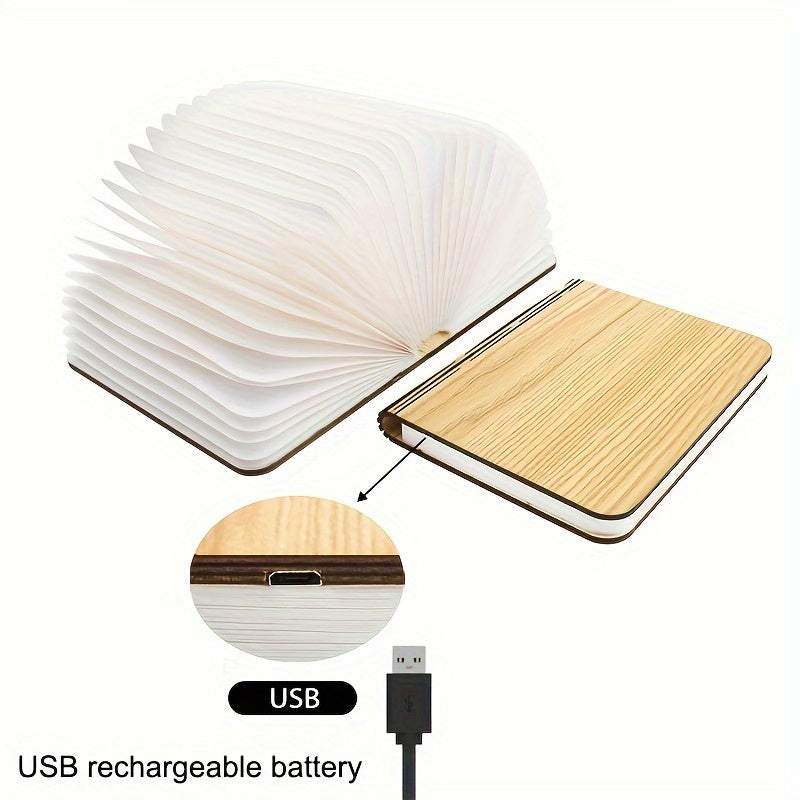 LED Desk Lamp with USB Charging - Foldable Modern Table Lamp, USB-Powered, No Wiring Needed, Compact Design for Bedroom, Office, Shelf, or Gift - Easy Setup