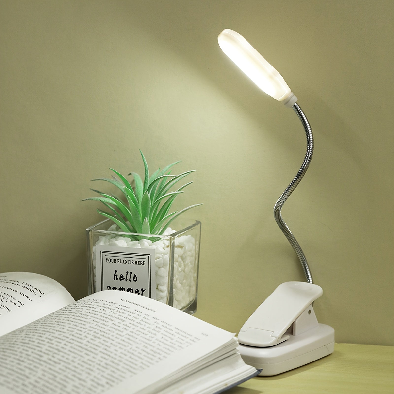 [Desk Lamp For Home & Workspace] 1pc Adjustable LED Desk Lamp with Clip | Battery-Powered, Push Button Control | Ergonomic for Reading, Bedside, Office | Modern Minimalist Lighting