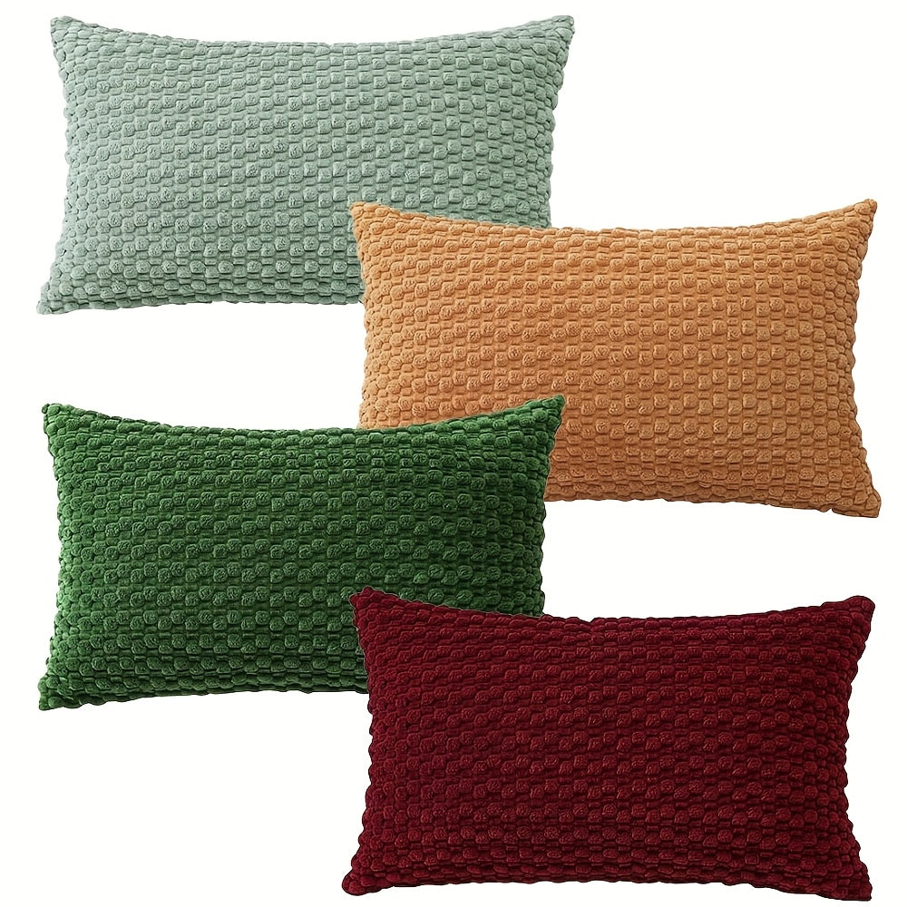 [4pcs Velvet Sofa Pillows] 4pcs Soft Velvet Modern Double-Sided Design Sofa Pillows | Durable, Machine-Washable Cushion Covers for Sofa and Bed Decoration