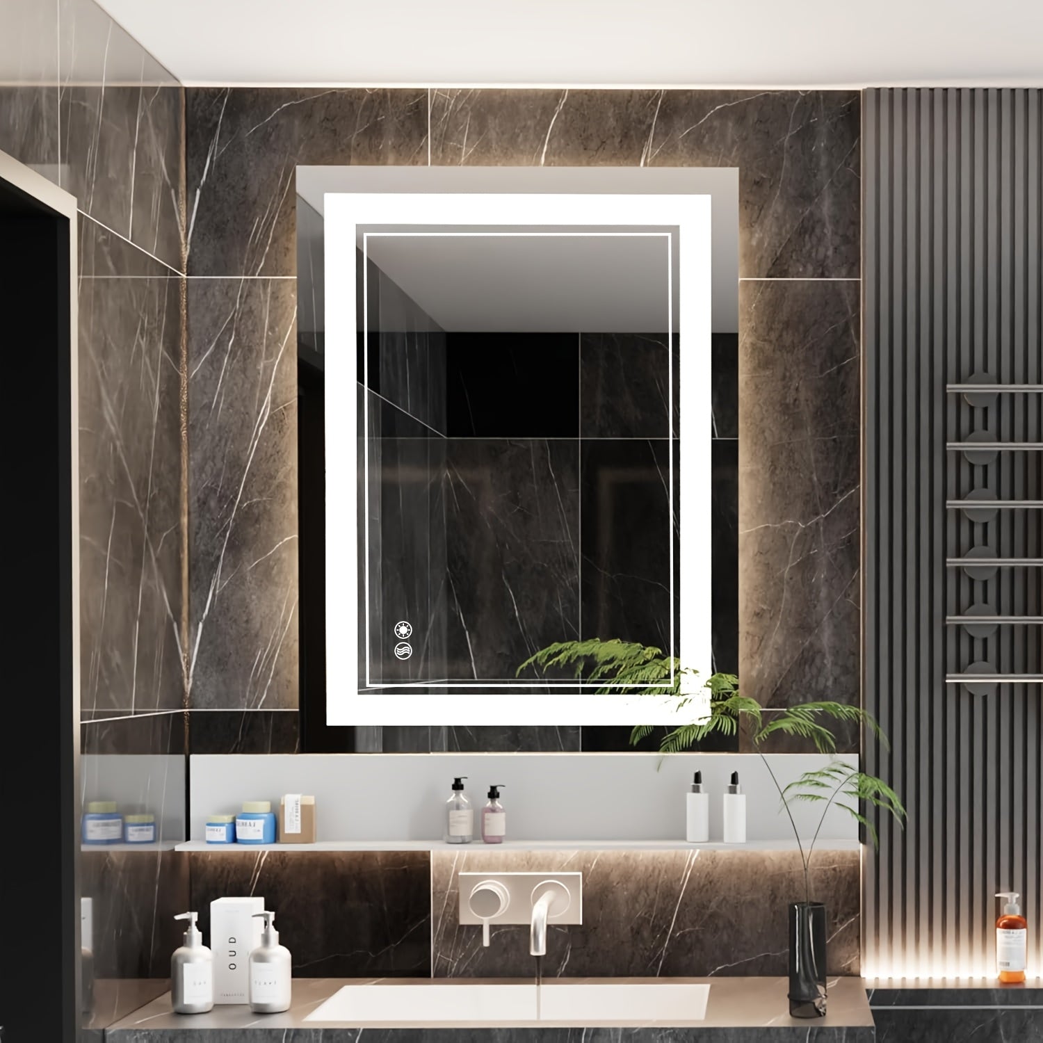 24 X 32'' - 24 X 36'' LED Bathroom Mirror Anti-Fog Smart Mirror Dimmable 3 Colors Front And Backlit Lights LED Mirror For Bathroom Lighted Mirror Vanity Mirror With Lights Wall Mounted Horizontal/Vertical Adjustable Shatter-P