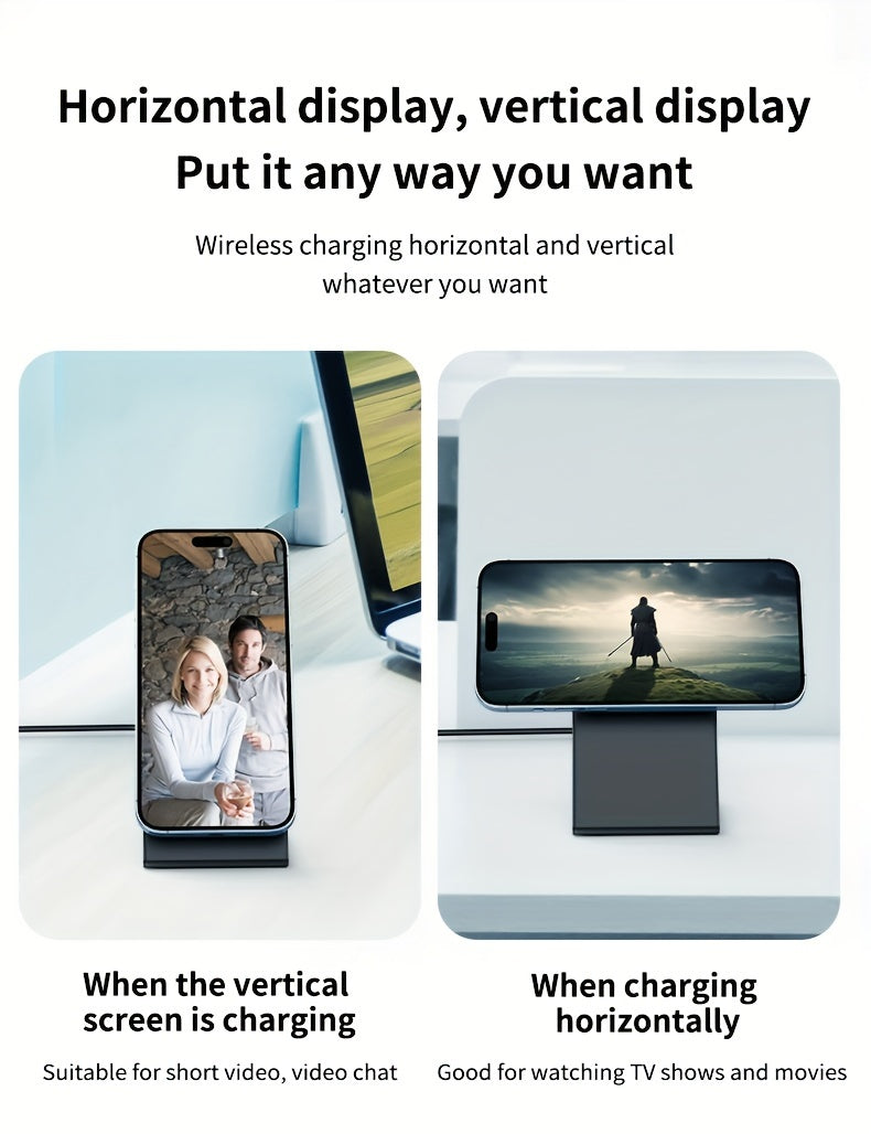 [Apple Wireless Charger] Apple Wireless Charger for iPhone 12/13/14/15/16/17 Pro Max, 15W Fast Charging Magnetic Desk Stand, Apple AirPods Charging Station, Vertical Wireless Phone Dock