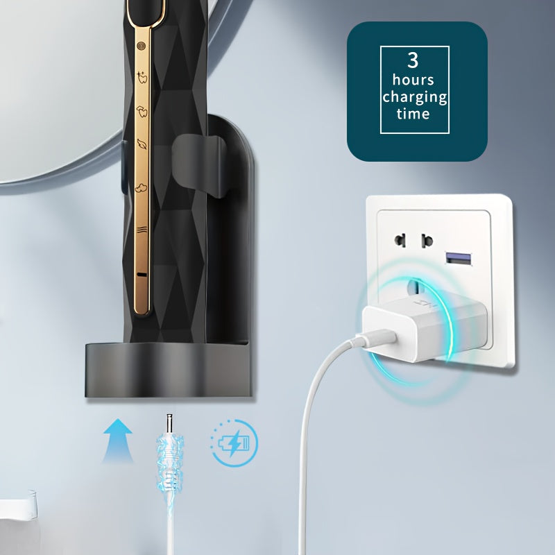 IPX8  Acoustic Electric Toothbrush USB Rechargeable Couple Rechargeable Metal Shaft Adult for Man And Woman Rechargeable Toothbrush Intelligent Timer 10 Replaceable Toothbrush Heads 5 Colors A Toothbrush Base A Portable Case,